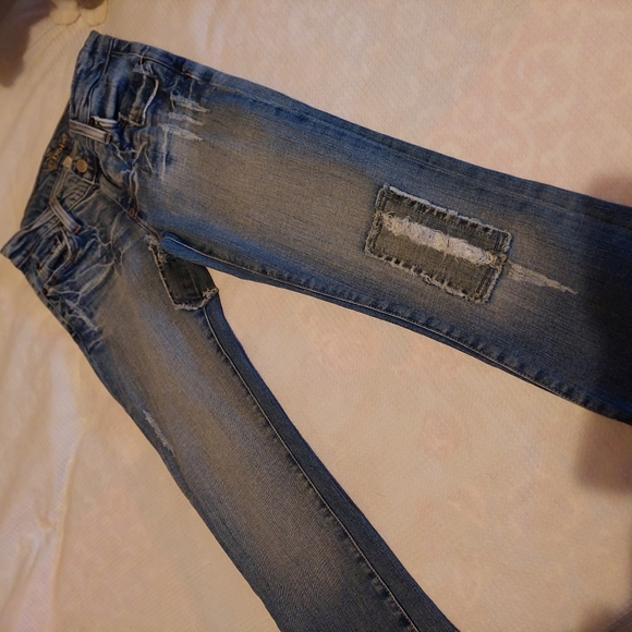 Bebe ☆ Y2k 26 Denim Capri Cropped Jeans USA Made Patchwork Rare Dope Vintage - Picture 2 of 14